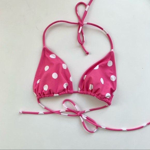 Pink and white polka dot bikini top - Picture 1 of 3